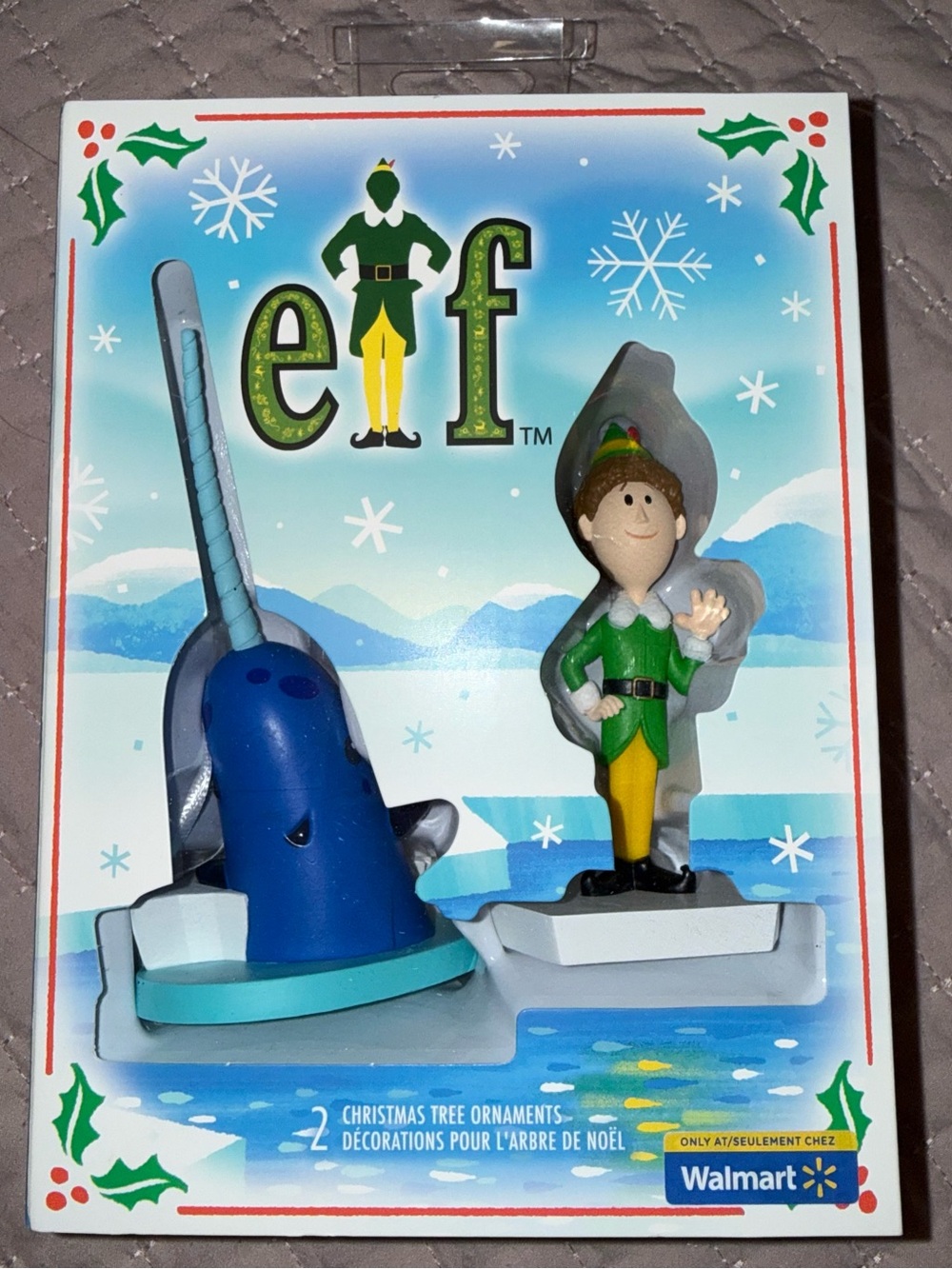Hallmark Elf Ornament Set - Blue Narwhal & Green Buddy